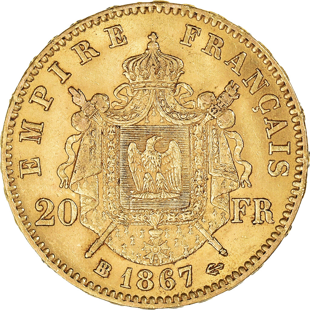 Münze, Frankreich, Napoleon III, Napoléon III, 20 Francs, 1867, Strasbourg