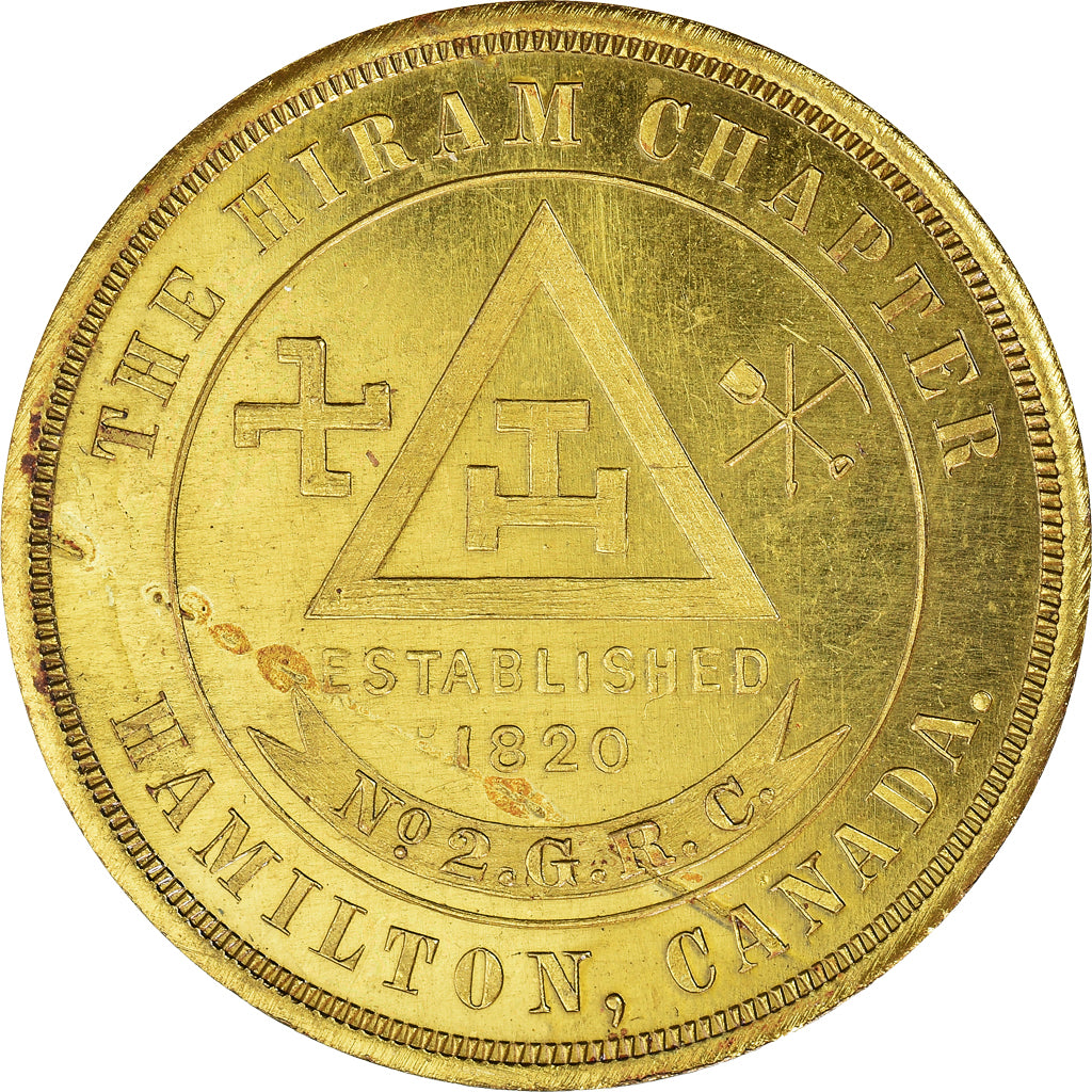 Canada, medaglia, Masonic, Hiram Chapter, Hamilton, 1820, SPL, Rame dorato