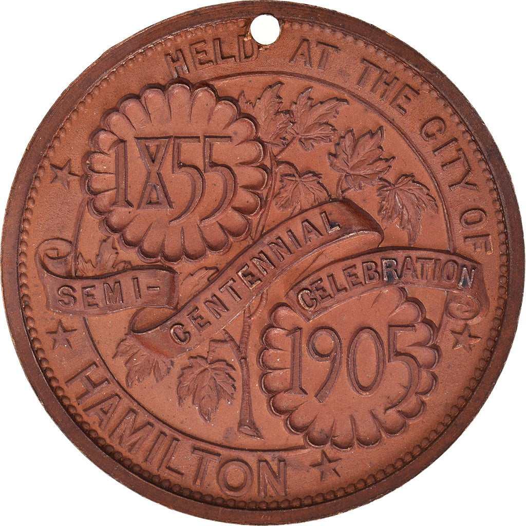 Kanada, Medaille, Masonic, Hamilton, Semi Centennial, Grand Lodge, 1905, UNZ
