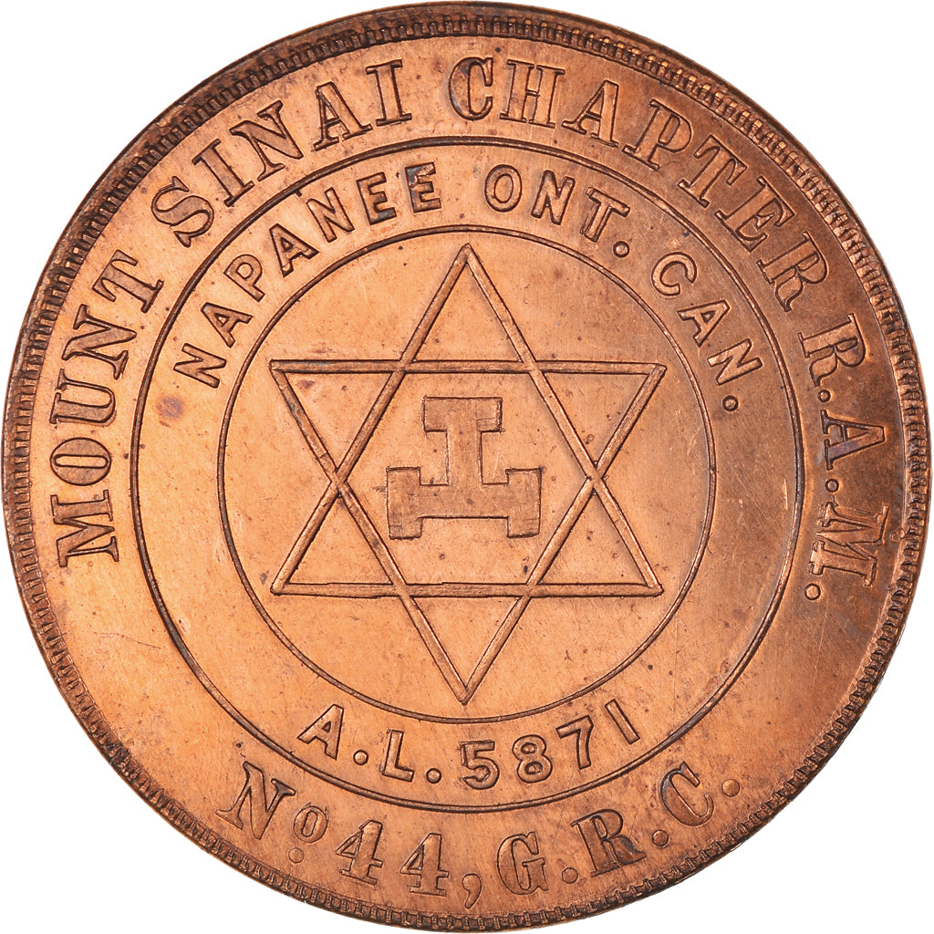Canada, Token, Masoneria, Napanee, Mount Sinaï, Chapter Penny, MS(64), Miedź