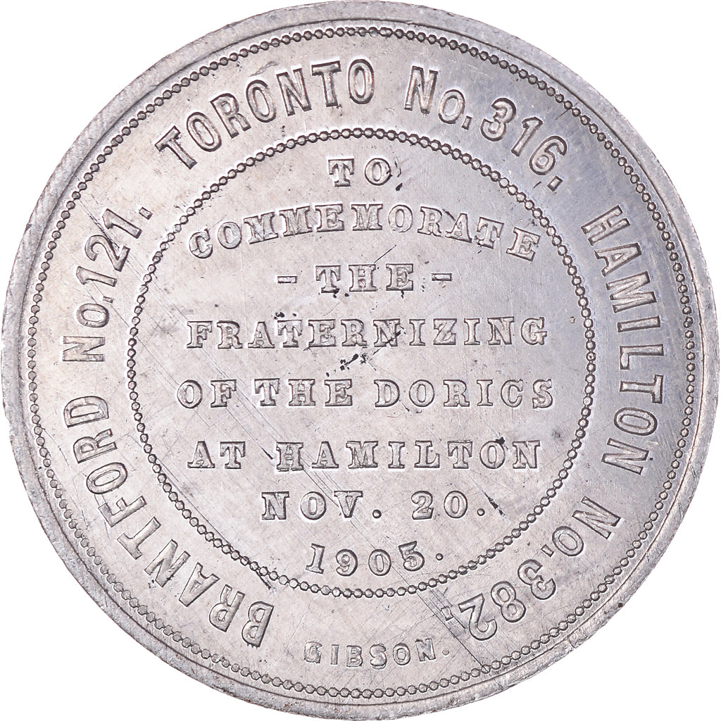 Canada, Token, Masonic, Hamilton, Doric Lodge, 1905, Chapter Penny, MS(60-62)