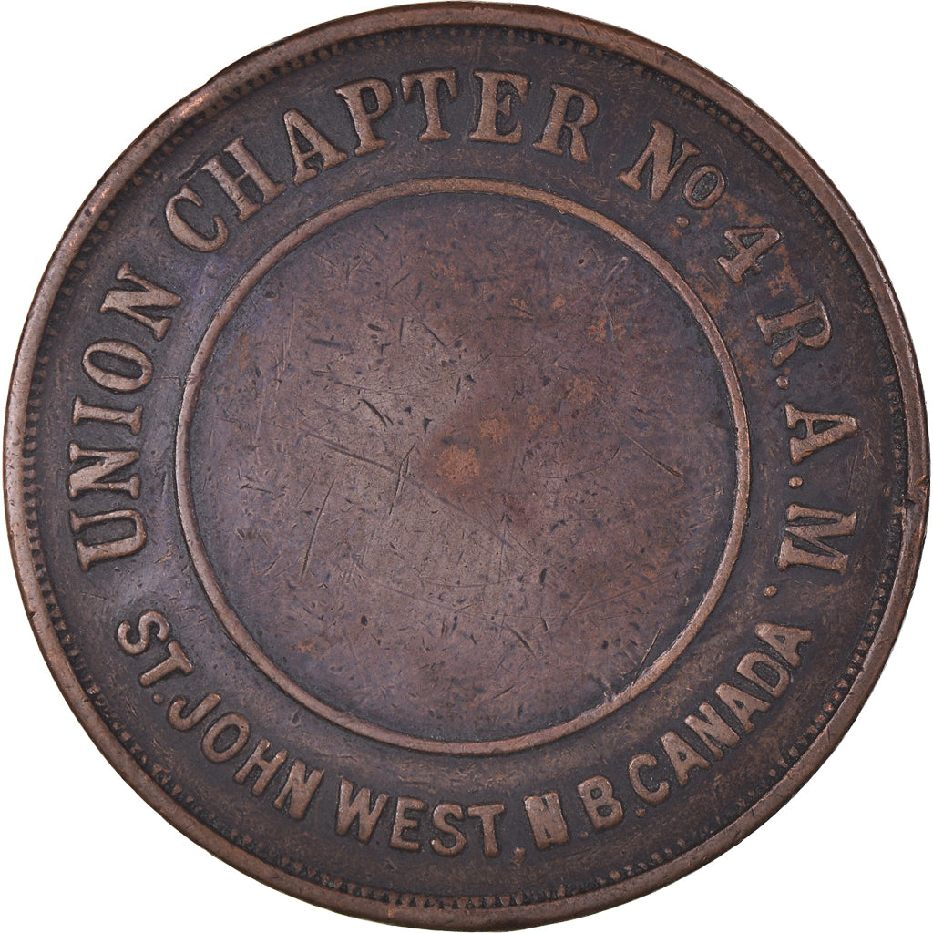 Canadá, zeton, Masonic, St John West, Union Chapter, Chapter Penny, MBC, Cobre