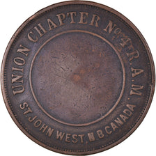 Canadá, zeton, Masonic, St John West, Union Chapter, Chapter Penny, MBC, Cobre