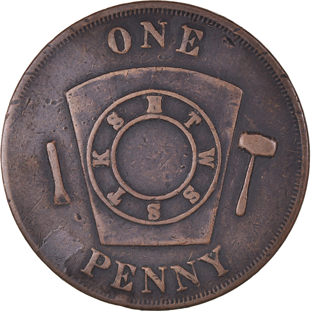 Canadá, zeton, Masonic, St John West, Union Chapter, Chapter Penny, MBC, Cobre