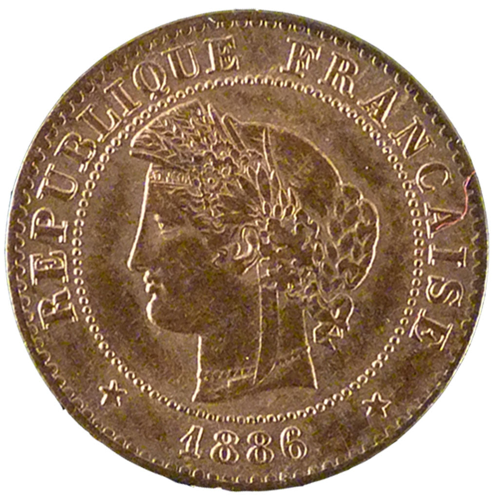 FRANCE, Cérès, Centime, 1886, Paris, KM #826.1, AU(55-58), Bronze, Gadoury #88,