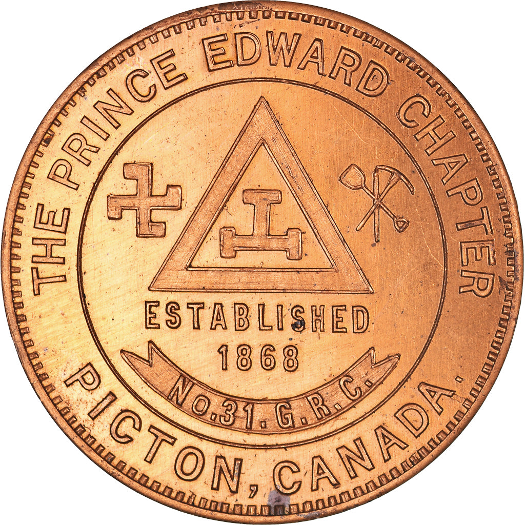 Canada, Token, Masonic, Picton, Prince Edward, Chapter Penny, MS(63), Copper