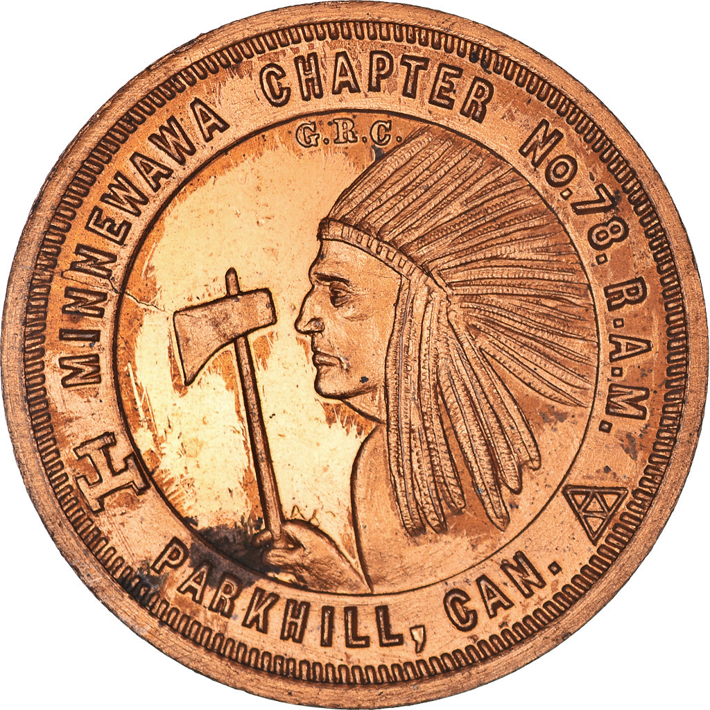 Canada, ficha, Masonic, Parkhill, Minnewawa, Chapter Penny, SPL, Rame