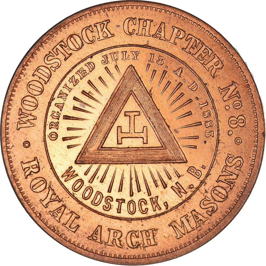 Canada, Token, Masonic, Woodstock, Royal Arch, Chapter Penny, MS(63), Copper