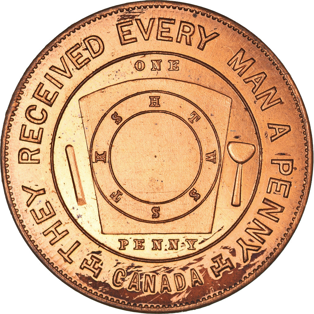 Canada, Token, Masonic, Woodstock, Royal Arch, Chapter Penny, MS(63), Copper
