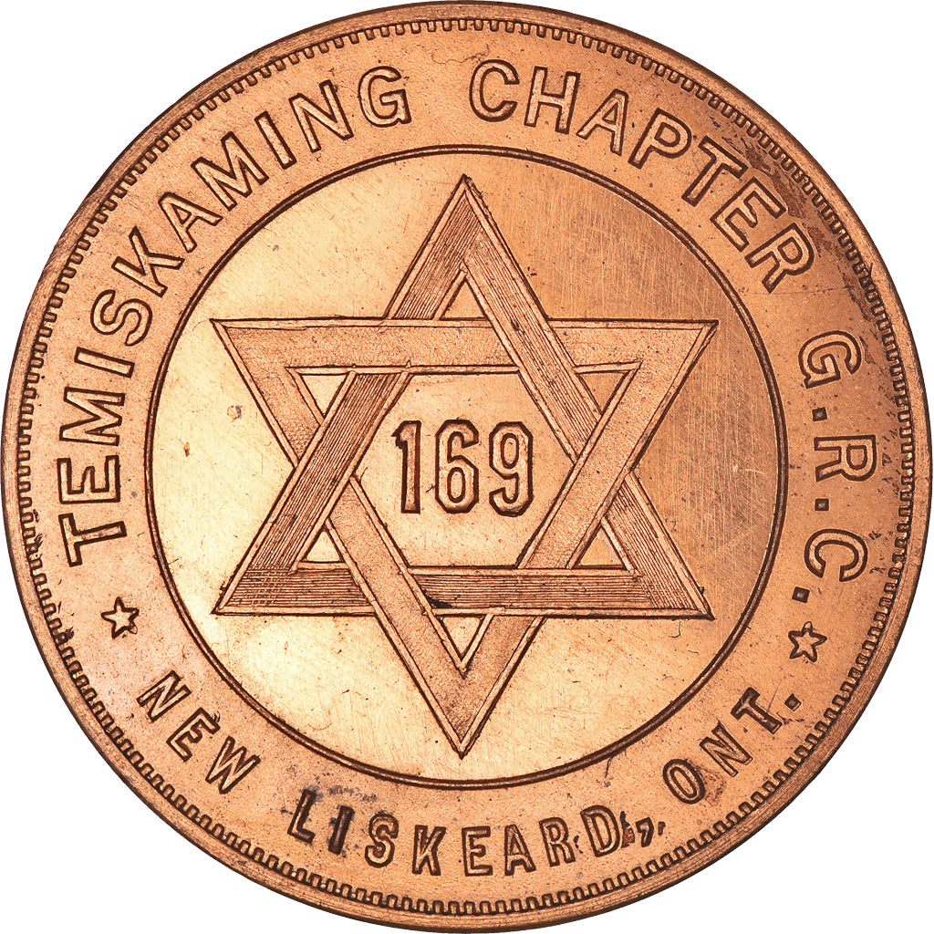 Canada, Jeton, Masonic, New Liskeard, Temiskaming, Chapter Penny, SPL, Cuivre