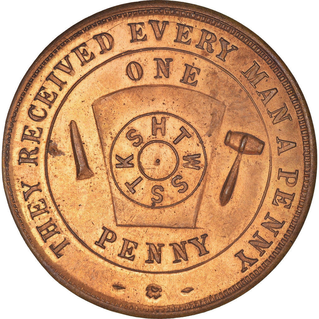 Canada, Token, Masonic, Saint John, Royal Arch, Chapter Penny, AU(55-58), Copper