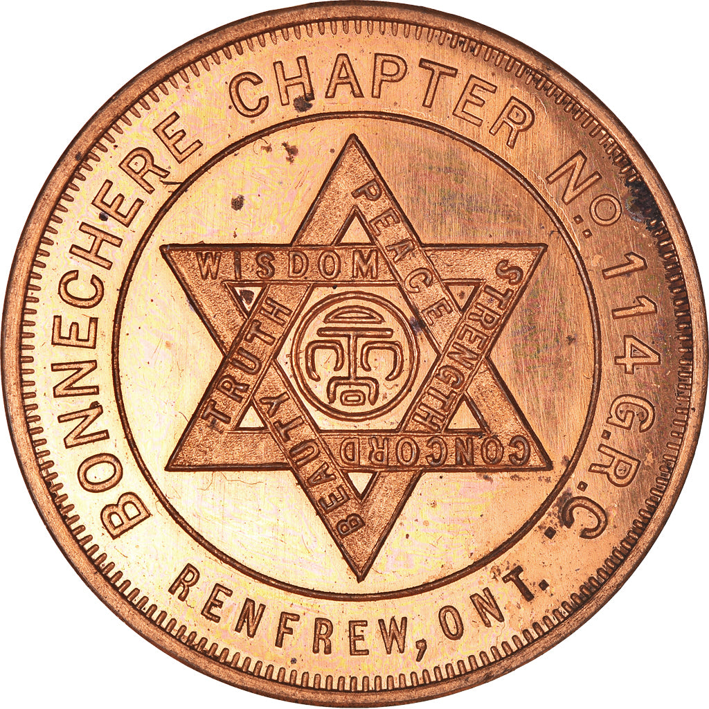 Canada, Token, Masonic, Renfrew, Bonnechere, Chapter Penny, MS(63), Copper