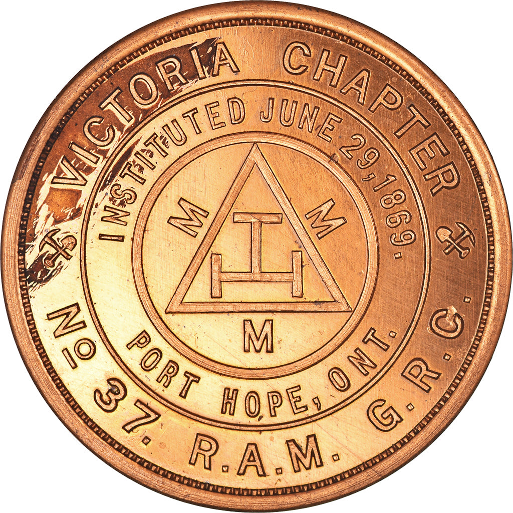 Canada, Token, Masonic, Port Hope, Victoria, Chapter Penny, MS(65-70), Copper