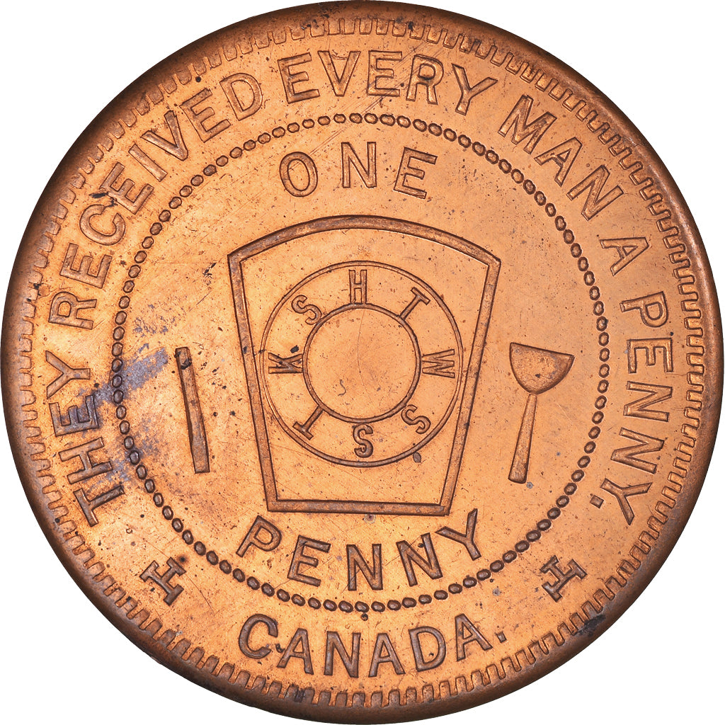 Canadá, zeton, Masonic, Bracebridge, Grand River, Chapter Penny, EBC+, Cobre