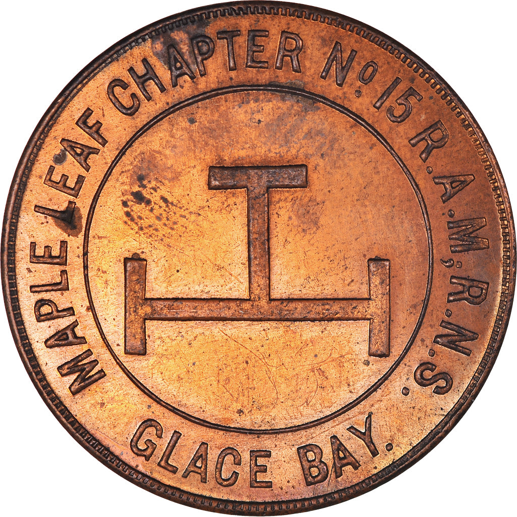 Canada, ficha, Masonic, Glace Bay, Maple Leaf, Chapter Penny, SPL, Rame