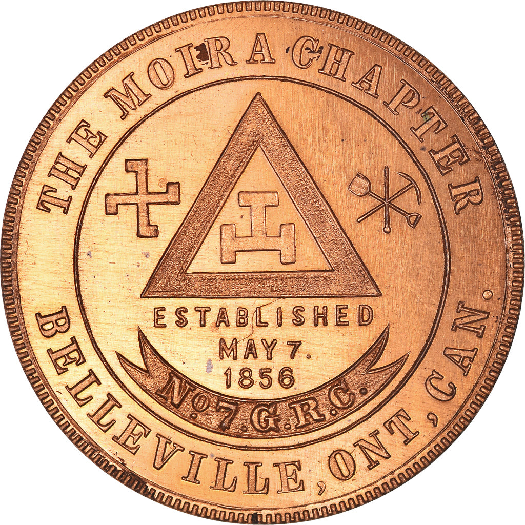 Canada, Token, Masonic, Belleville, The Moira, Chapter Penny, MS(65-70), Copper