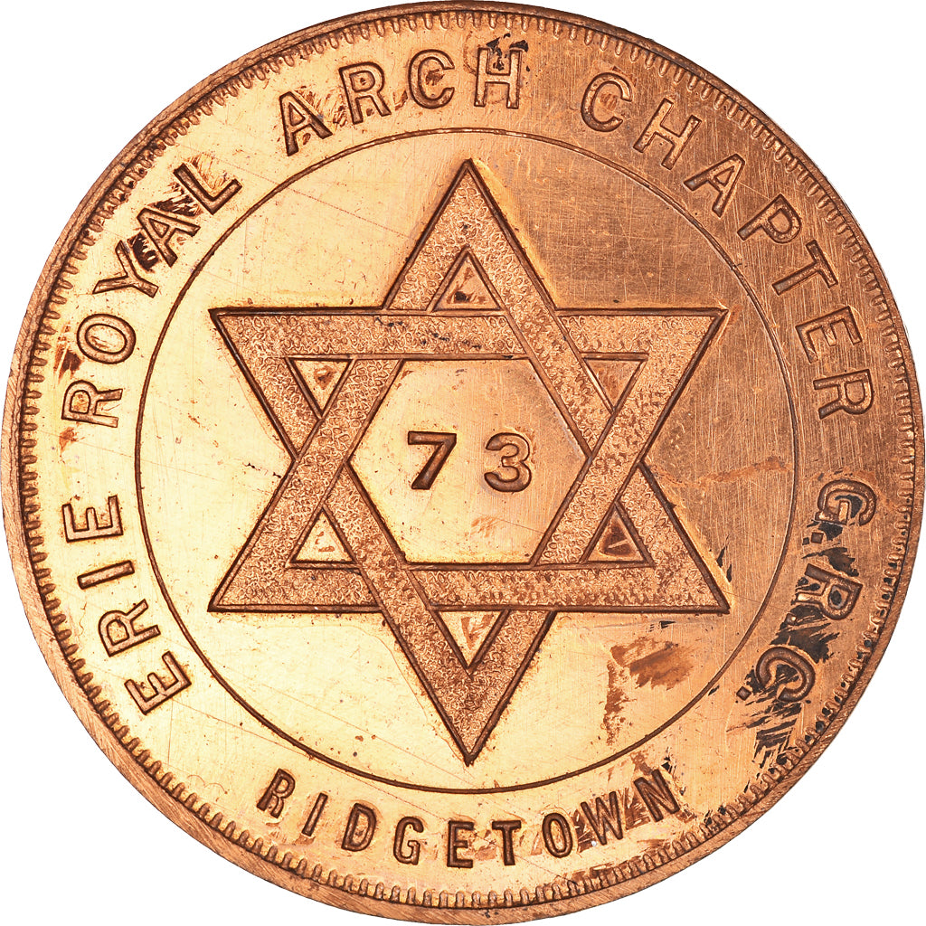 Canadá, zeton, Masonic, Erie Royal Arch, Chapter Penny, SC+, Cobre