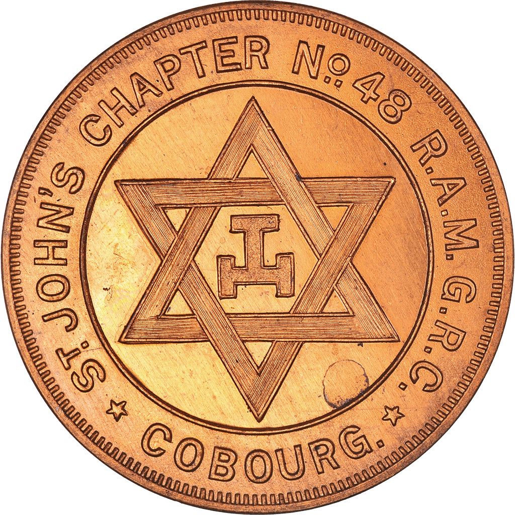 Canada, Token, Masoneria, Cobourg, St John's, Chapter Penny, MS(65-70), Miedź