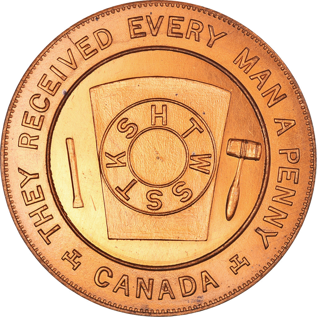 Canada, Token, Masoneria, Cobourg, St John's, Chapter Penny, MS(65-70), Miedź