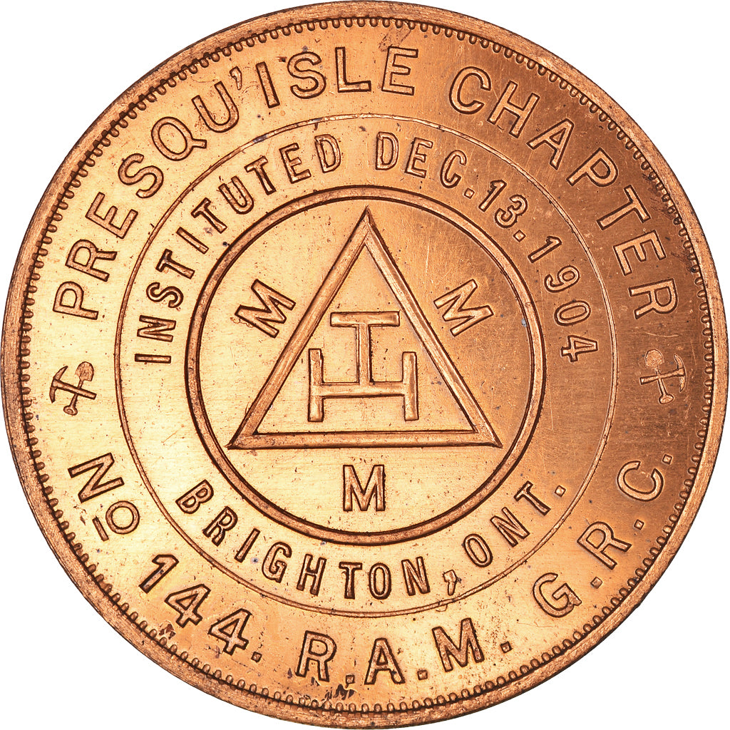 Canada, Token, Masonic, Brighton, Presqu'isle, Chapter Penny, MS(65-70), Copper