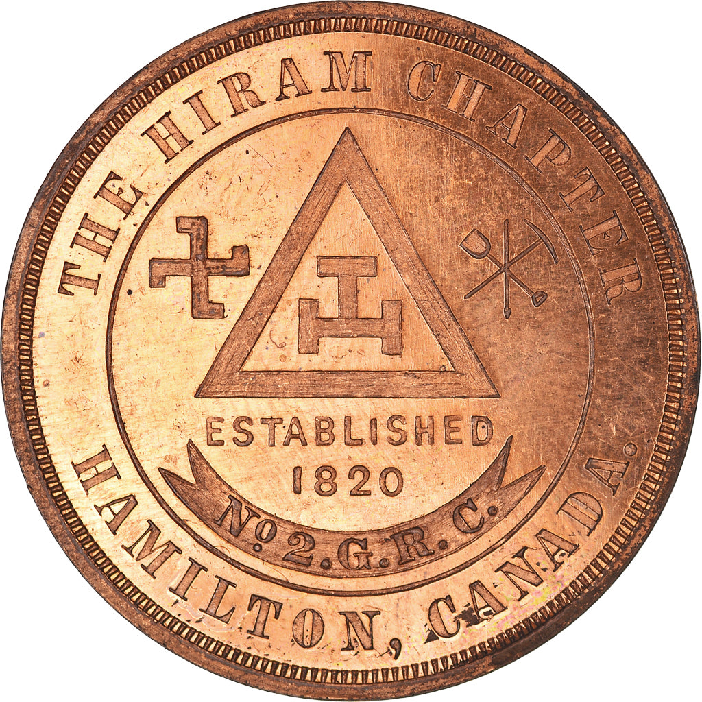 Canada, Jeton, Masonic, Hiram Chapter, Hamilton, Chapter Penny, SPL+, Cuivre