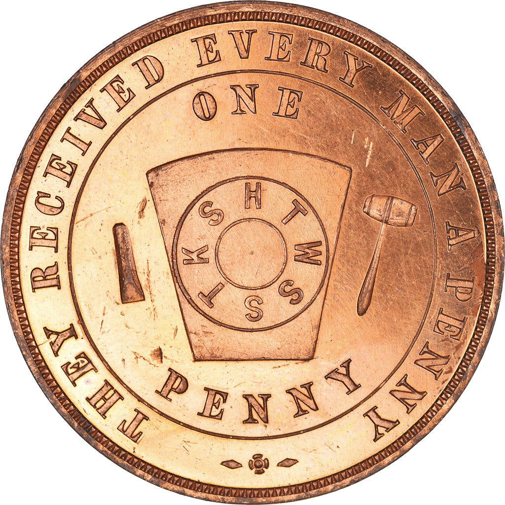 Canada, Jeton, Masonic, Hiram Chapter, Hamilton, Chapter Penny, SPL+, Cuivre