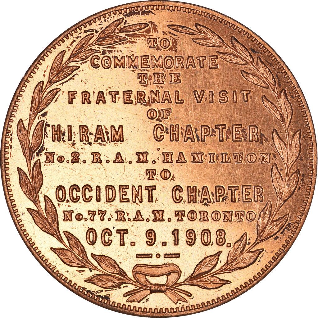 Canada, Token, Masonic, Visit of Hiram Chapter, 1908, Chapter Penny, MS(65-70)