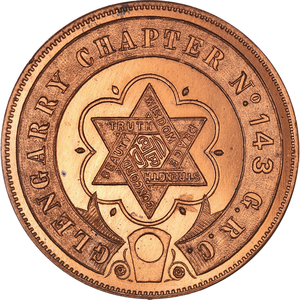 Canada, Token, Masonic, Glengarry, Chapter Penny, MS(65-70), Copper