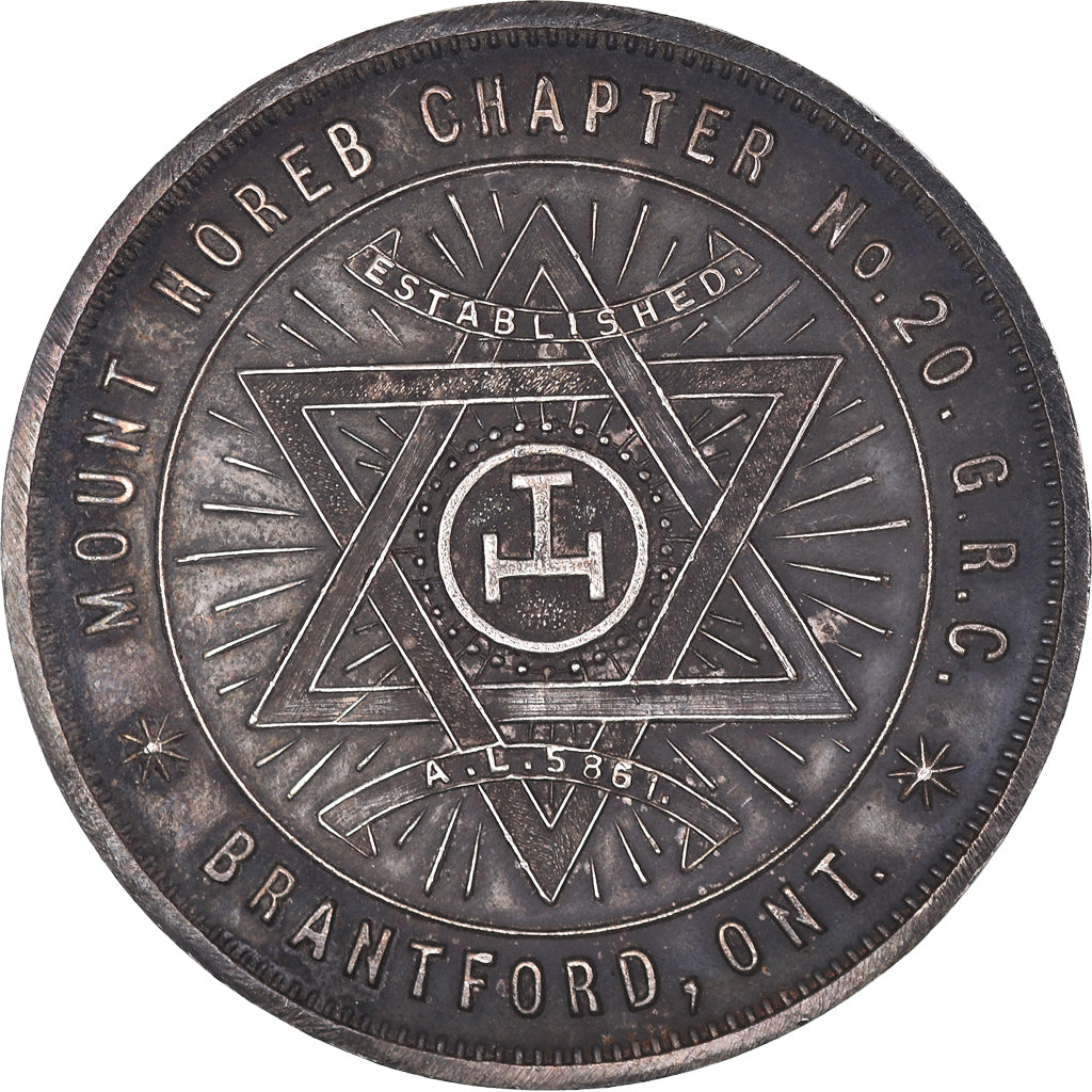 Canada, Token, Masonic, Brantford, Mount Horeb, Chapter Penny, MS(63), Silver