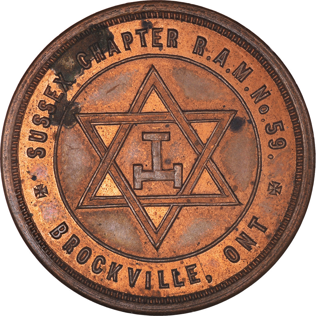 Canada, Token, Masonic, Brockville, Sussex, Chapter Penny, MS(60-62), Copper
