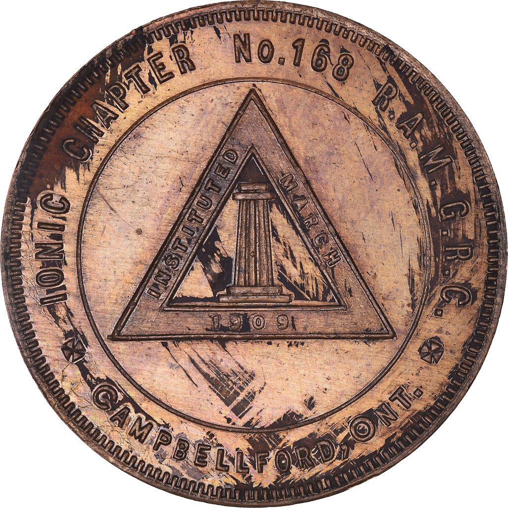 Canadá, zeton, Masonic, Campbelford,Ionic, Chapter Penny, EBC, Cobre