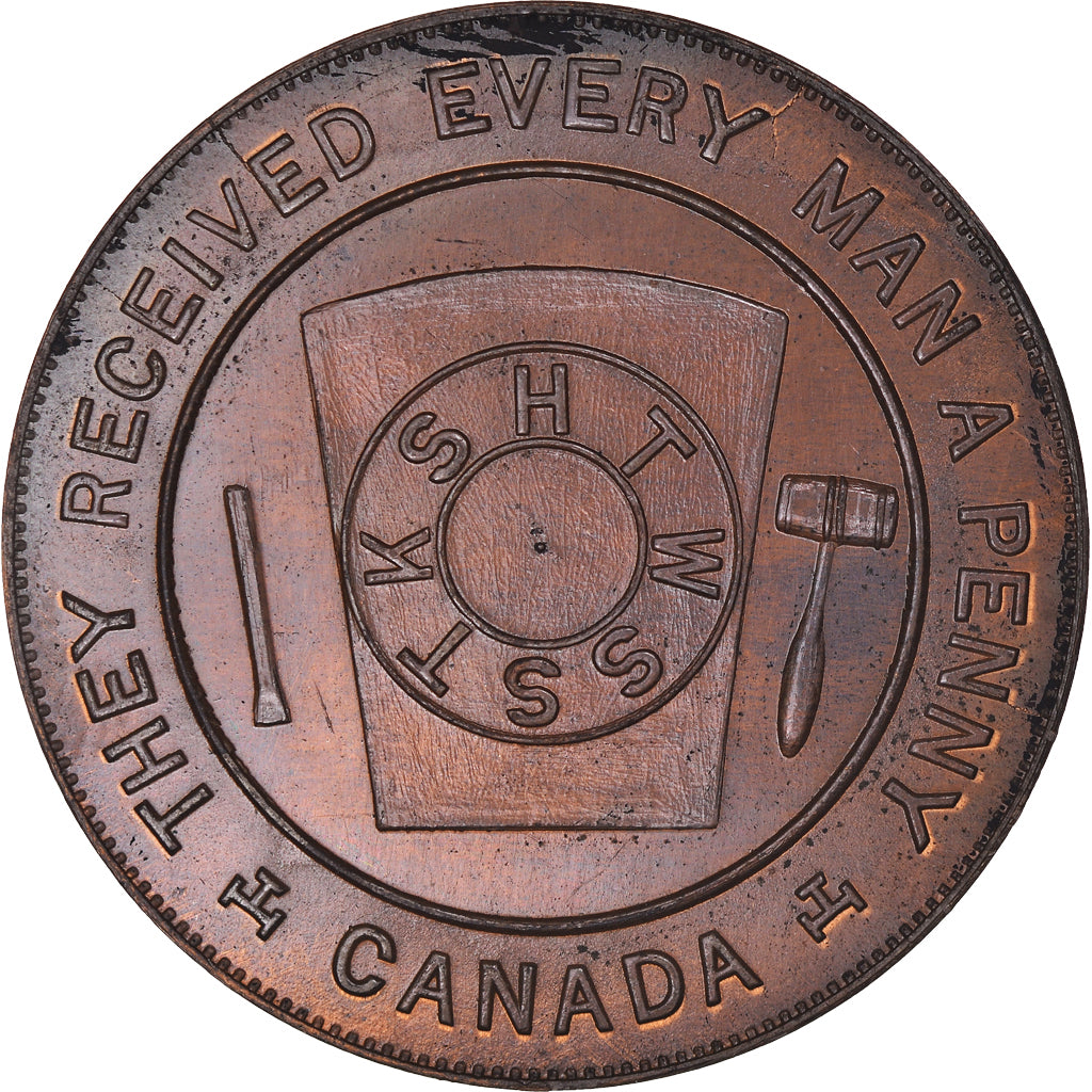 Canada, Token, Masonic, Carleton, Chapter Penny, MS(63), Copper
