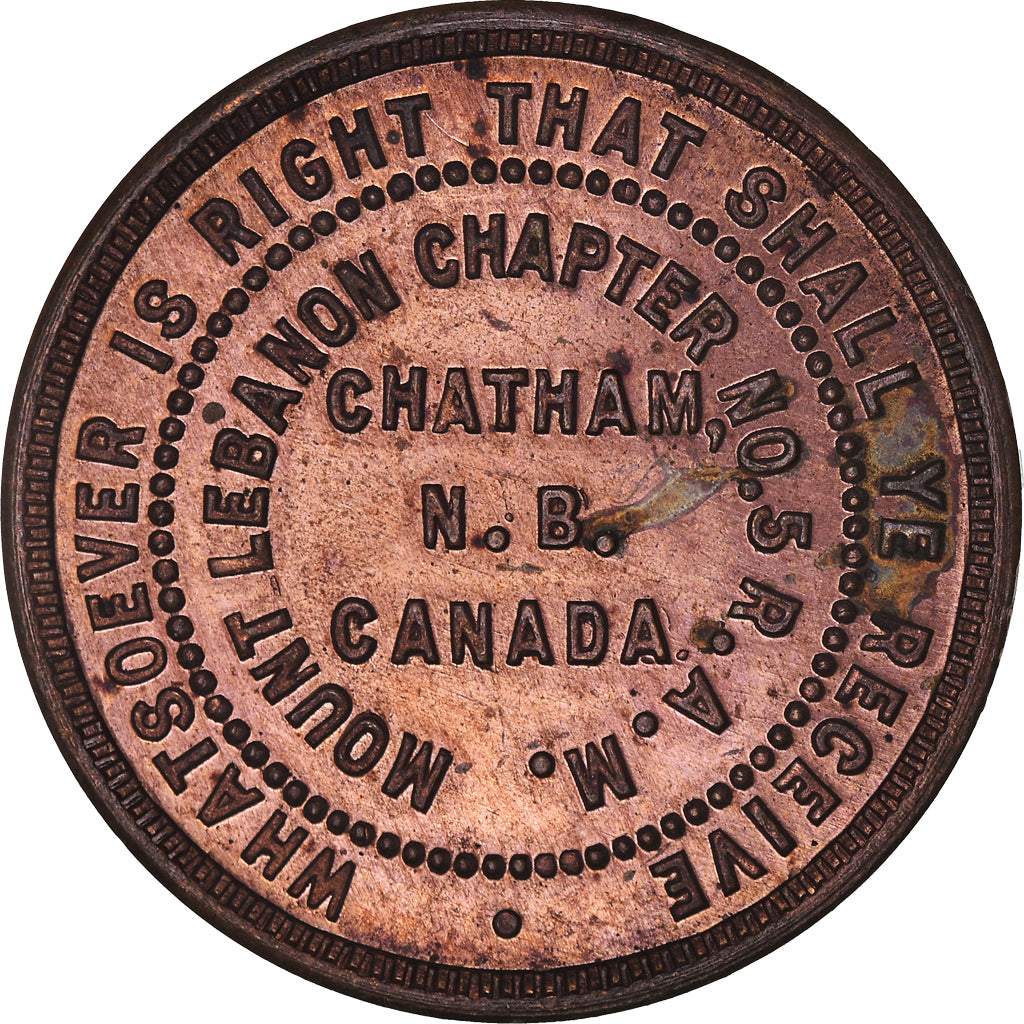 Kanada, betaalpenning, Masonic, Chatam, Mount Lebanon, Chapter Penny, VZ+