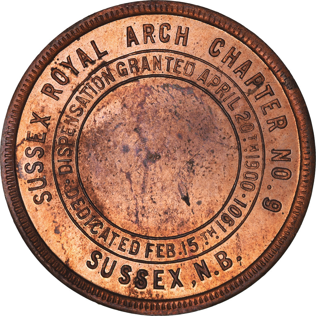 Canada, Token, Masonic, Sussex Royal Arch, Chapter Penny, MS(60-62), Copper