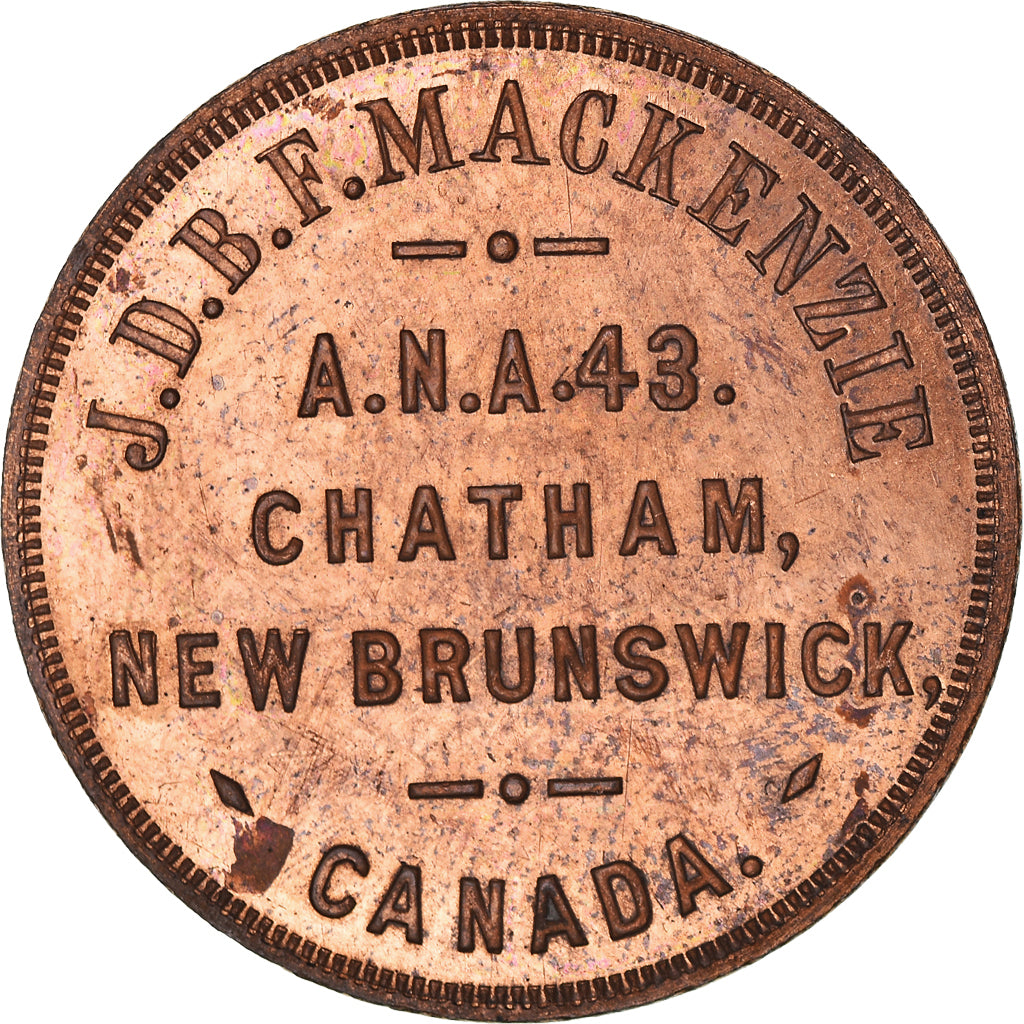 Canada, Token, Masonic, Chatam New Brunswick, Chapter Penny, MS(60-62), Copper