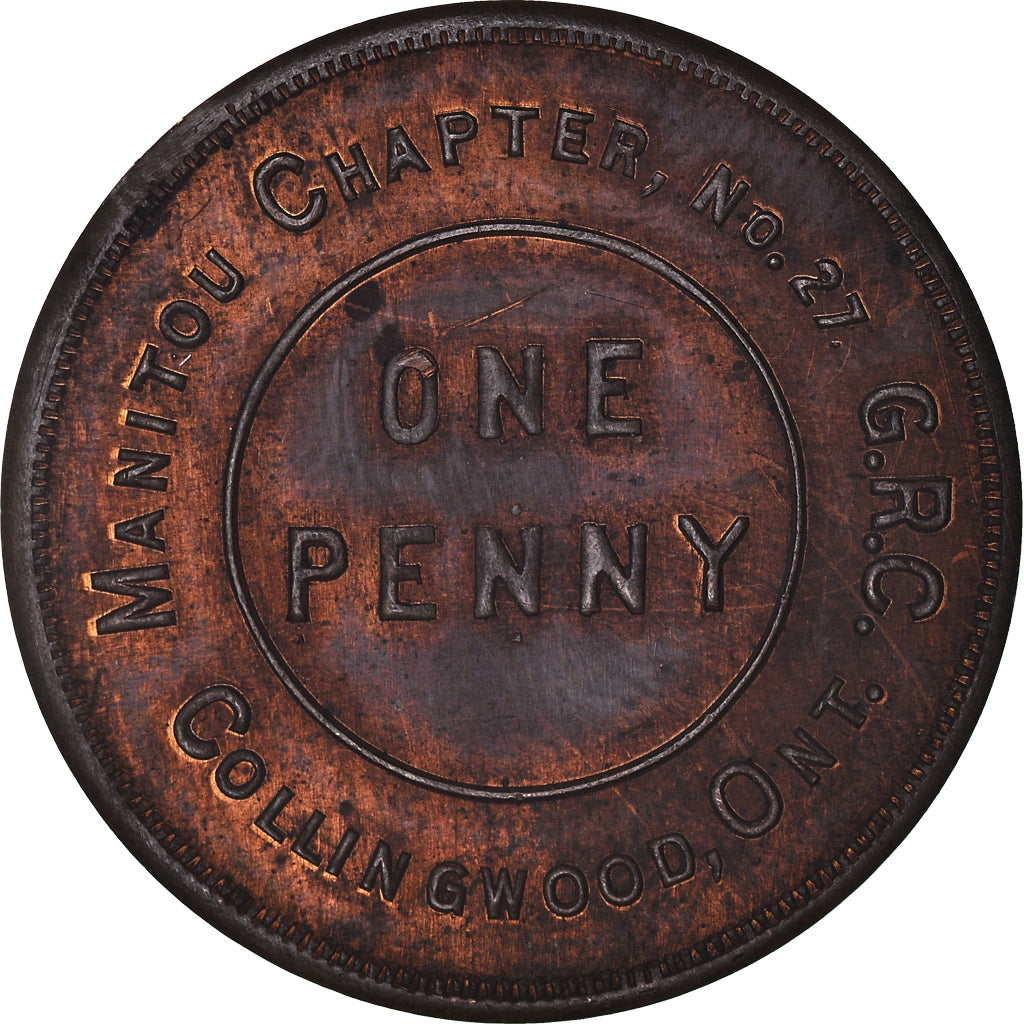 Canada, Jeton, Masonic, Collingwood, Manitou, Chapter Penny, SUP+, Cuivre