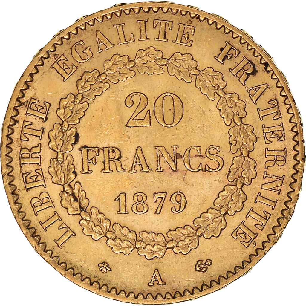 Munten, Frankrijk, Génie, 20 Francs, 1879, Paris, ZF+, Goud, KM:825