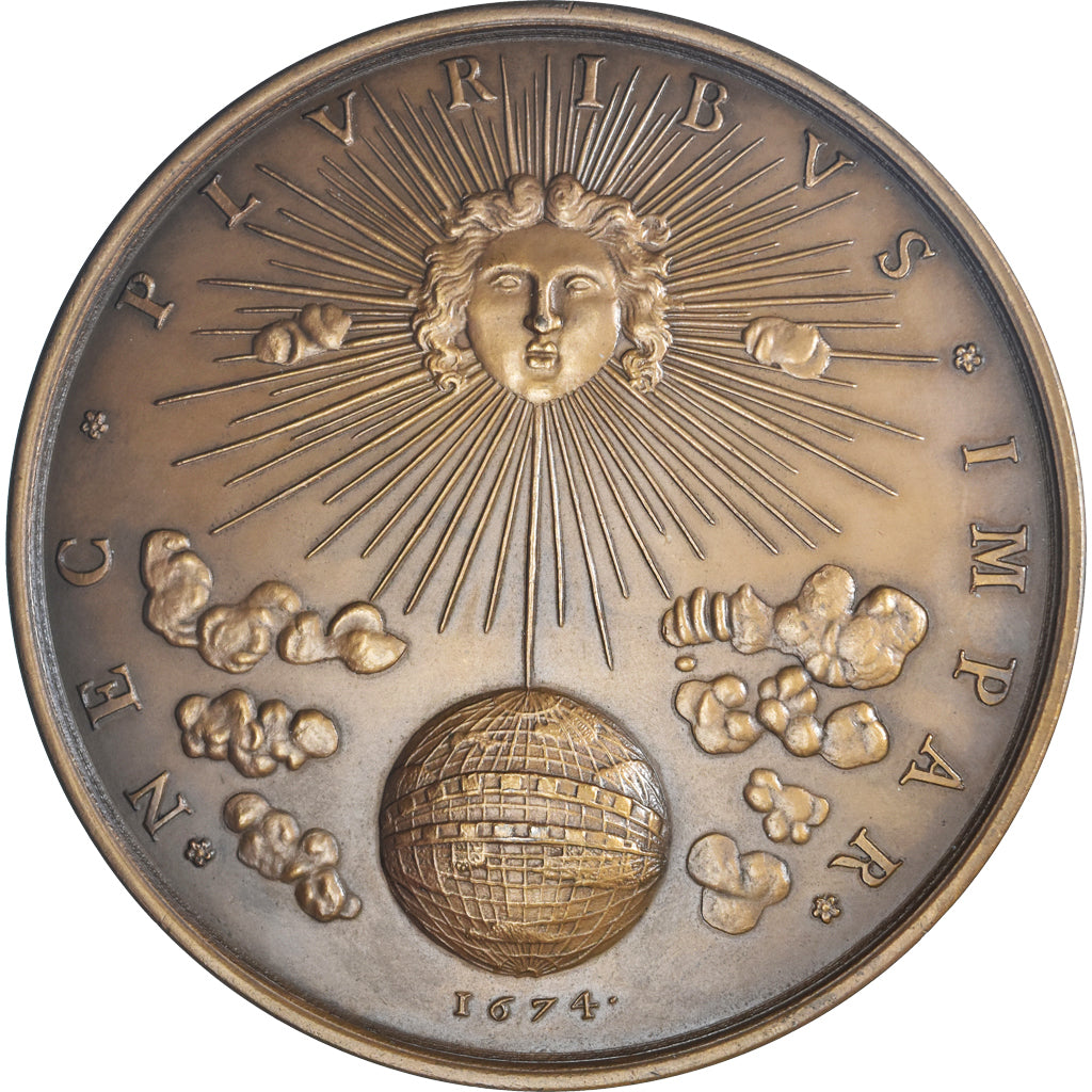 France, Médaille, Louis XIV, Nec Pluribus Impar, 1674, Varin, Refrappe, SUP+