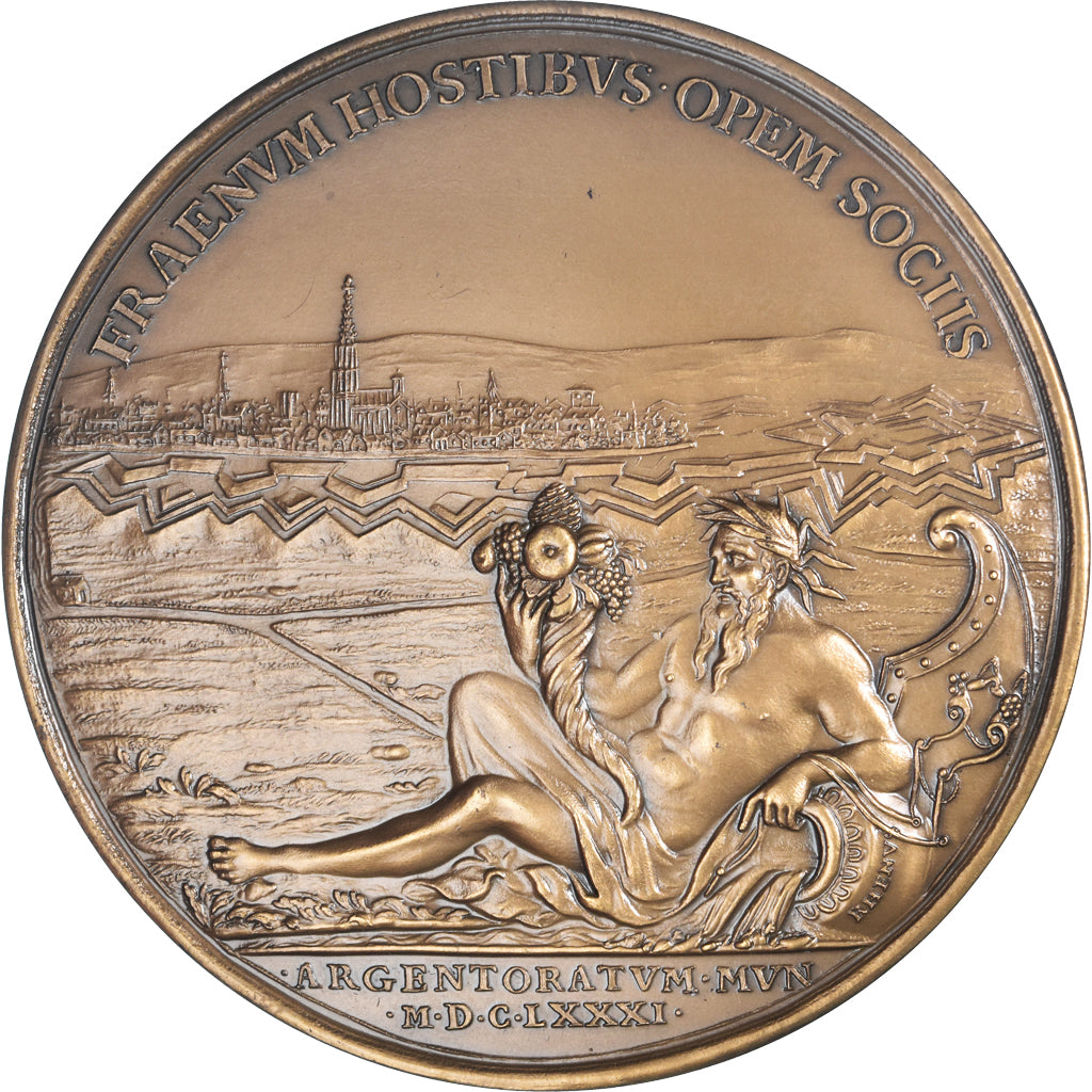 Francja, medal, Louis XIV, Strasbourg, 1986, Rottiers, Ponowne bicie, MS(63)