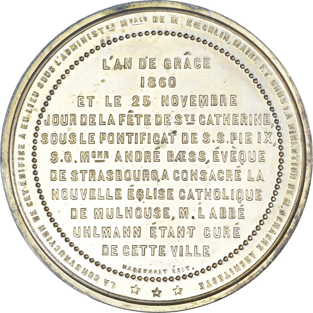 Vaticano, medaglia, Pie IX, Eglise de Mulhouse, Religions & beliefs, 1860