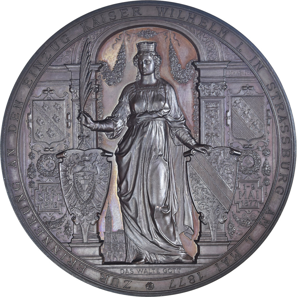 Duitsland, Medaille, Kaiser Wilhelm I, Visit to Stasbourg, History, 1877, K.