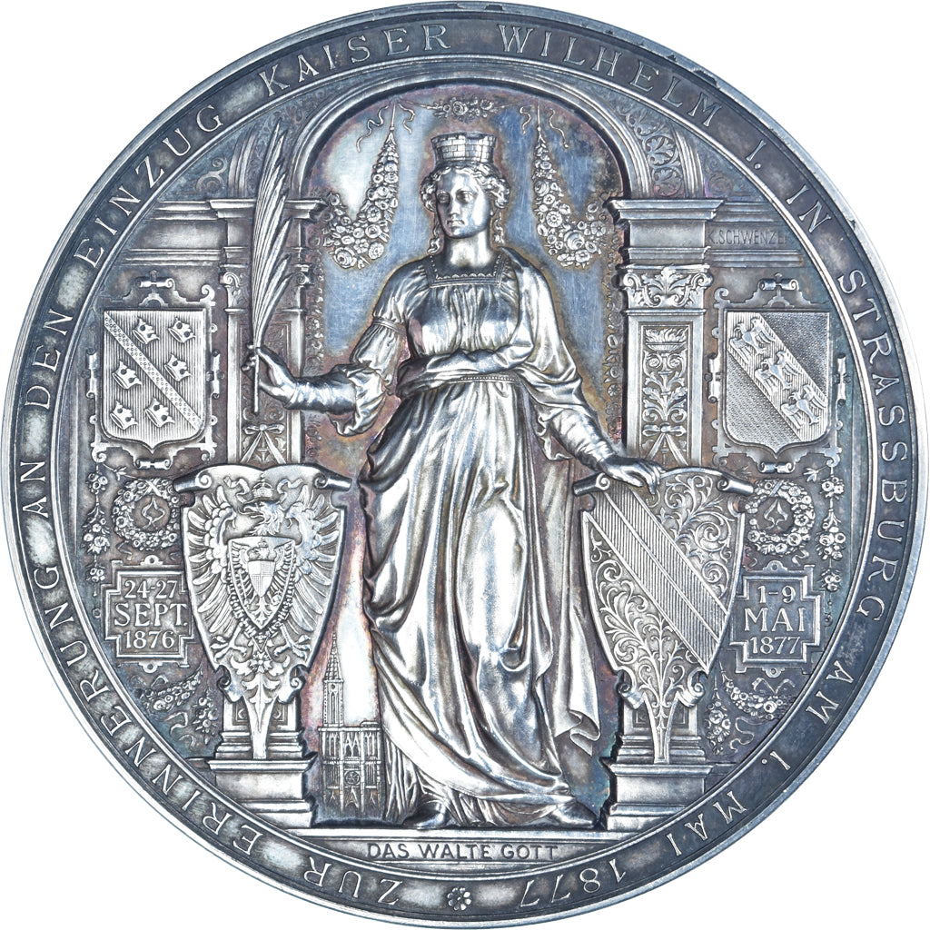 Germany, Medal, Kaiser Wilhelm I, Visit to Stasbourg, History, 1877, K.