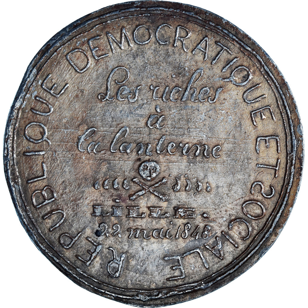 França, medalha, Les Riches à la Lanterne, Lille, Deuxième République, 1848