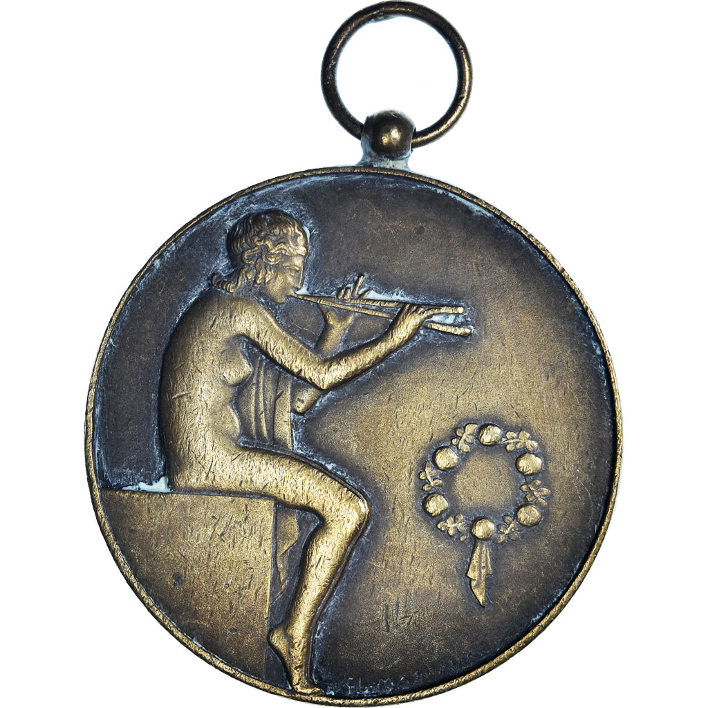 France, Médaille, Concours de Musique, Reims, 1927, mascaux, TTB, Bronze