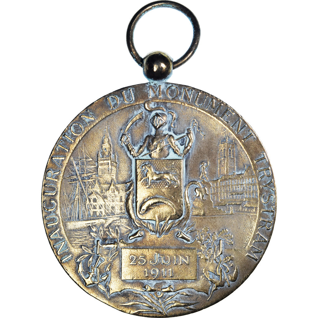 Francja, medal, Inauguration du Monument Trystam, 1911, Schmit, AU(50-53)