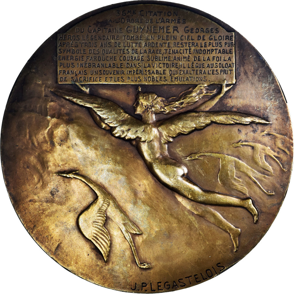 France, Medal, Capitaine George Guynemer, WAR, 1917, Legastelois, AU(55-58)