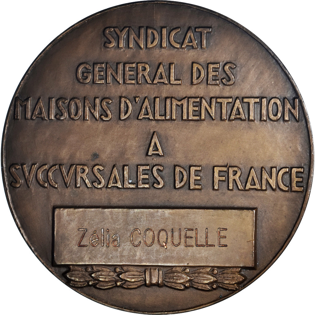 France, Medal, Art Déco, Syndicat Général des Maisons d'Alimentation, Baudry