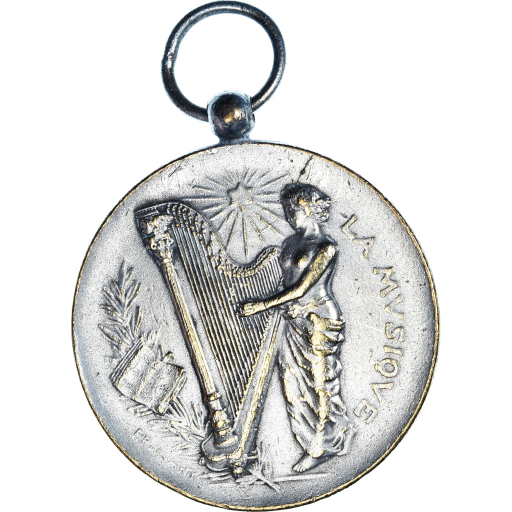 France, Médaille, Art Nouveau, la Musique, Rasumny, TTB, Bronze argenté