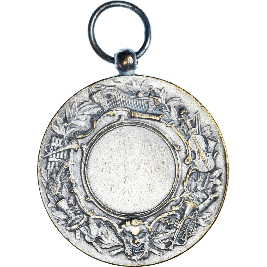 France, Médaille, Art Nouveau, la Musique, Rasumny, TTB, Bronze argenté