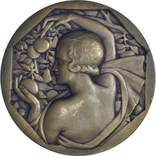 France, Medal, Femme au Verger, Cochet, Art deco, AU(55-58), Bronze